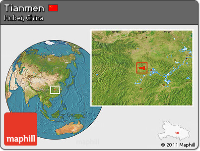 Satellite Location Map of Tianmen
