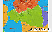 Physical Map of Tianmen, political outside