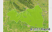 Physical Map of Tianmen, satellite outside