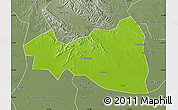 Physical Map of Tianmen, semi-desaturated