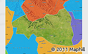 Satellite Map of Tianmen, political outside
