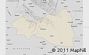 Shaded Relief Map of Tianmen, desaturated