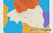 Shaded Relief Map of Tianmen, political outside