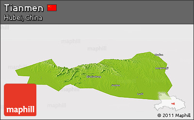 Physical Panoramic Map of Tianmen, cropped outside
