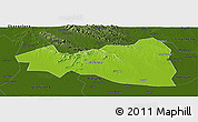 Physical Panoramic Map of Tianmen, darken