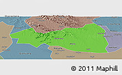 Political Panoramic Map of Tianmen, semi-desaturated