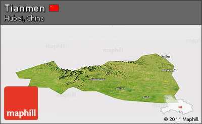 Satellite Panoramic Map of Tianmen, cropped outside