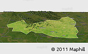 Satellite Panoramic Map of Tianmen, darken