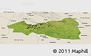 Satellite Panoramic Map of Tianmen, shaded relief outside