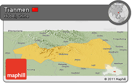 Savanna Style Panoramic Map of Tianmen