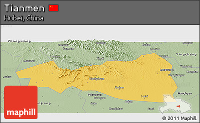 Savanna Style Panoramic Map of Tianmen