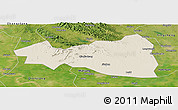 Shaded Relief Panoramic Map of Tianmen, satellite outside