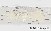 Shaded Relief Panoramic Map of Tianmen, semi-desaturated