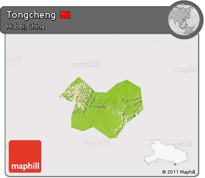 Physical 3D Map of Tongcheng, cropped outside