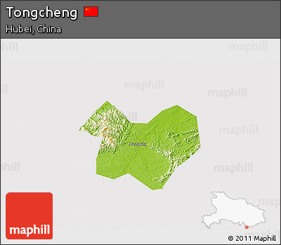 Physical 3D Map of Tongcheng, cropped outside