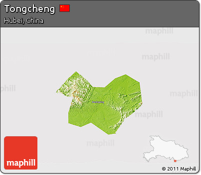 Physical 3D Map of Tongcheng, cropped outside