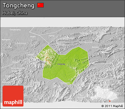 Physical 3D Map of Tongcheng, lighten, desaturated