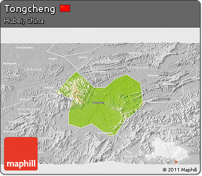 Physical 3D Map of Tongcheng, lighten, desaturated