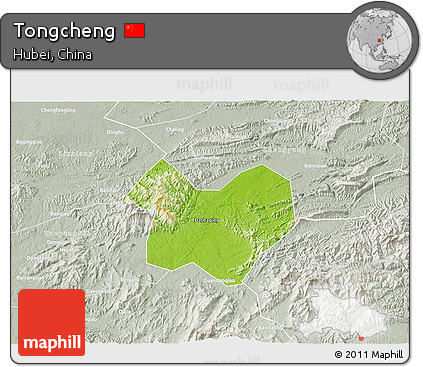 Physical 3D Map of Tongcheng, lighten, semi-desaturated