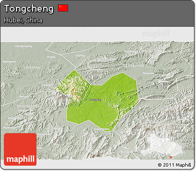Physical 3D Map of Tongcheng, lighten, semi-desaturated
