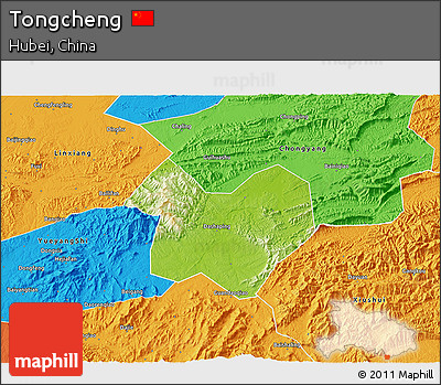 Physical 3D Map of Tongcheng, political outside