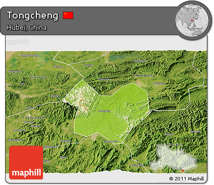 Physical 3D Map of Tongcheng, satellite outside