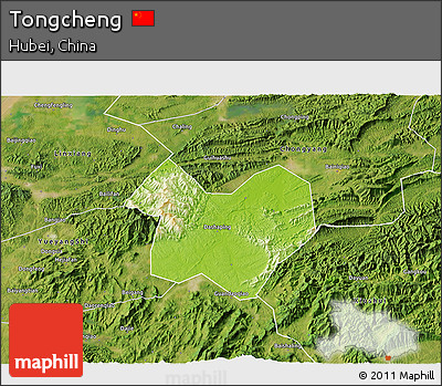 Physical 3D Map of Tongcheng, satellite outside
