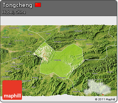 Physical 3D Map of Tongcheng, satellite outside