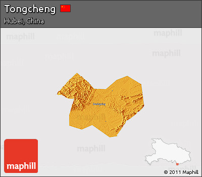 Political 3D Map of Tongcheng, cropped outside