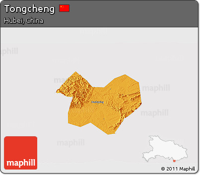 Political 3D Map of Tongcheng, cropped outside