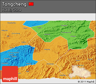 Political 3D Map of Tongcheng