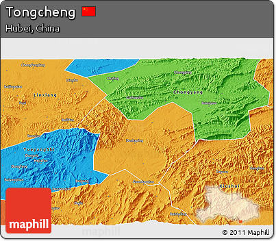 Political 3D Map of Tongcheng
