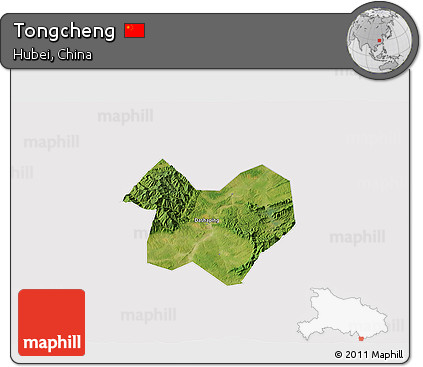 Satellite 3D Map of Tongcheng, cropped outside