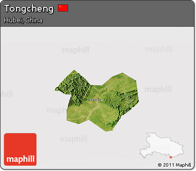 Satellite 3D Map of Tongcheng, cropped outside
