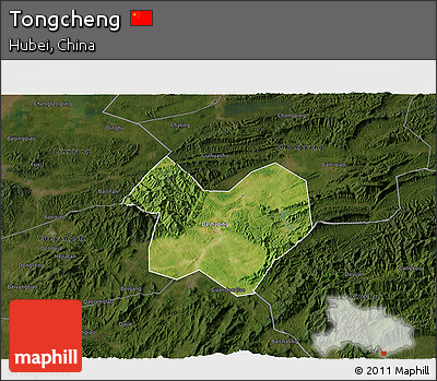Satellite 3D Map of Tongcheng, darken
