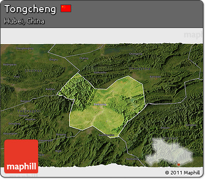 Satellite 3D Map of Tongcheng, darken