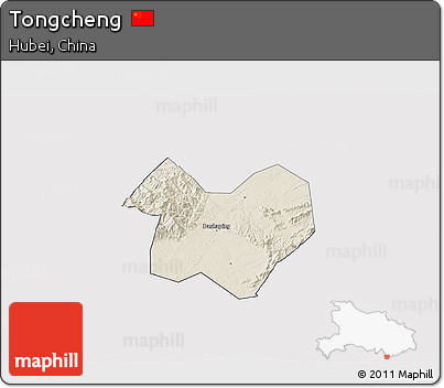 Shaded Relief 3D Map of Tongcheng, cropped outside
