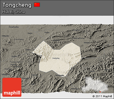 Shaded Relief 3D Map of Tongcheng, darken