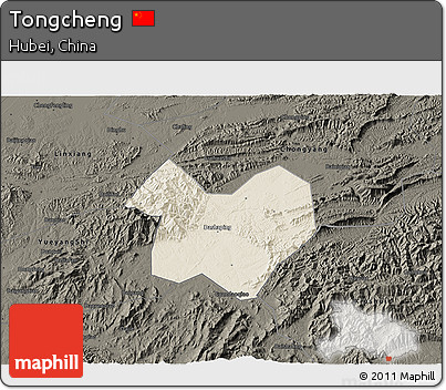 Shaded Relief 3D Map of Tongcheng, darken