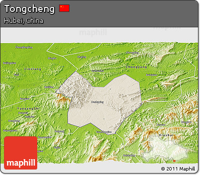 Shaded Relief 3D Map of Tongcheng, physical outside