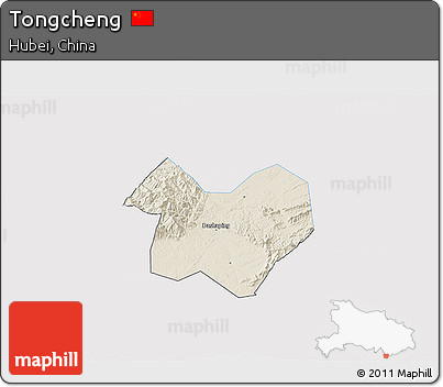 Shaded Relief 3D Map of Tongcheng, single color outside