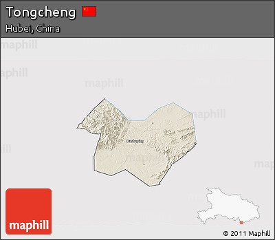 Shaded Relief 3D Map of Tongcheng, single color outside