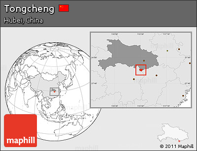 Blank Location Map of Tongcheng, highlighted country, highlighted parent region