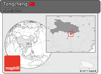 Blank Location Map of Tongcheng, highlighted country, highlighted parent region