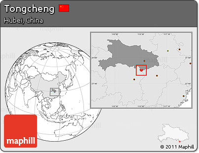 Blank Location Map of Tongcheng, highlighted country, highlighted parent region