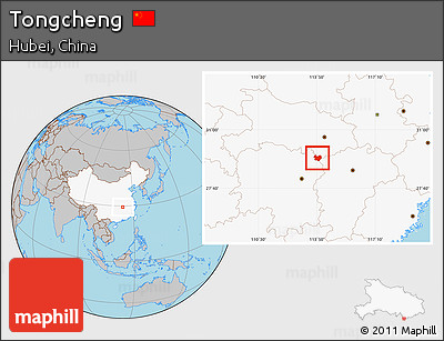 Gray Location Map of Tongcheng, highlighted country