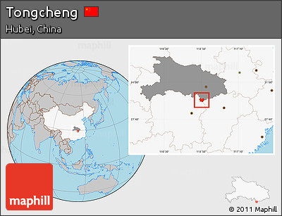 Gray Location Map of Tongcheng, highlighted country, highlighted parent region