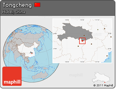 Gray Location Map of Tongcheng, highlighted country, highlighted parent region