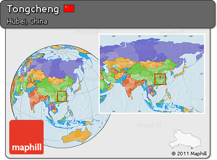 Political Location Map of Tongcheng, within the entire country