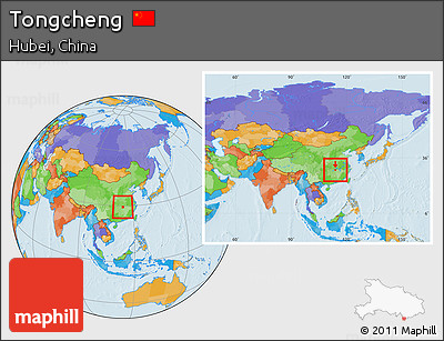 Political Location Map of Tongcheng, within the entire country